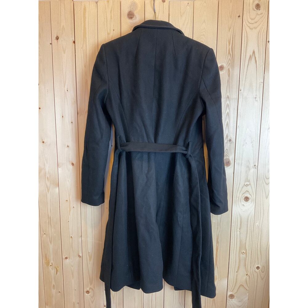 Ted Baker "Sandra" Wool Blend Long Wrap Coat, Black - Size 3 (Medium) - Picture 2 of 8